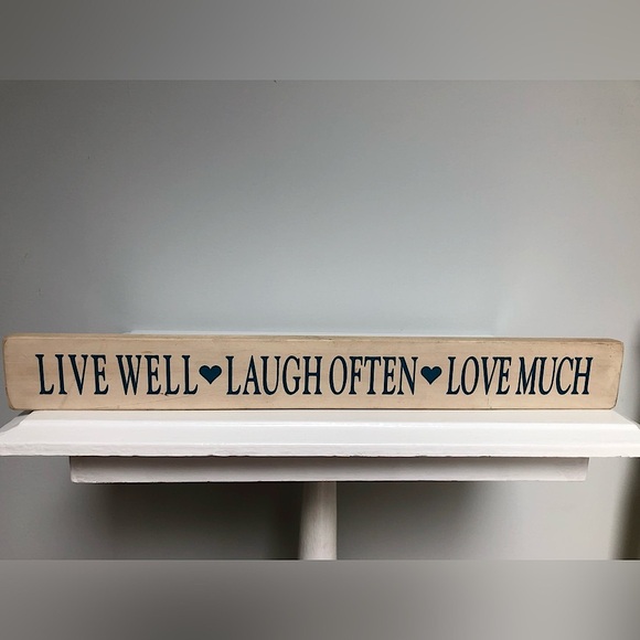 LIVE WELL 💙 LOVE MUCH 21” Block Wood Sign - Picture 2 of 9